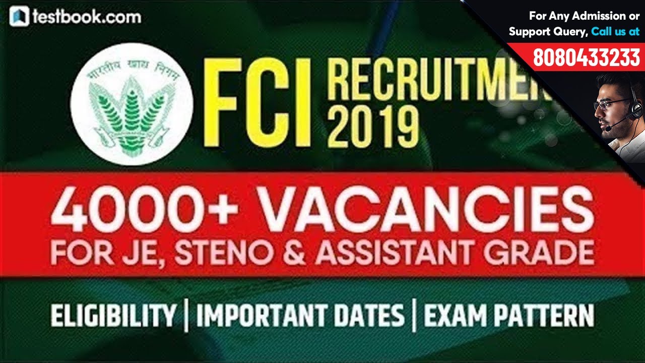 FCI JE Recruitment 2019 | Eligibility, Important Dates & Exam Pattern for FCI 2019 | 4000+ Vacancies