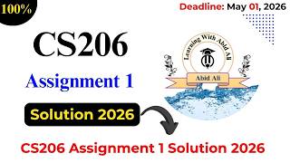 CS206 Assignment 1 Solution 2026 || CS206 Assignment 1 Spring 2026 || #CS206 #Assignment #1