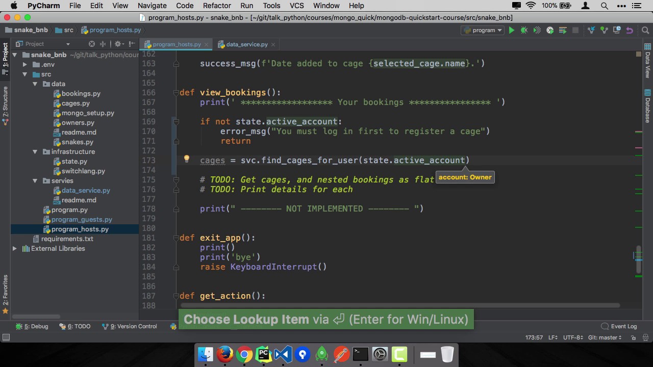 MongoDB and Python Quickstart (15/21): Demo: View bookings as host ...