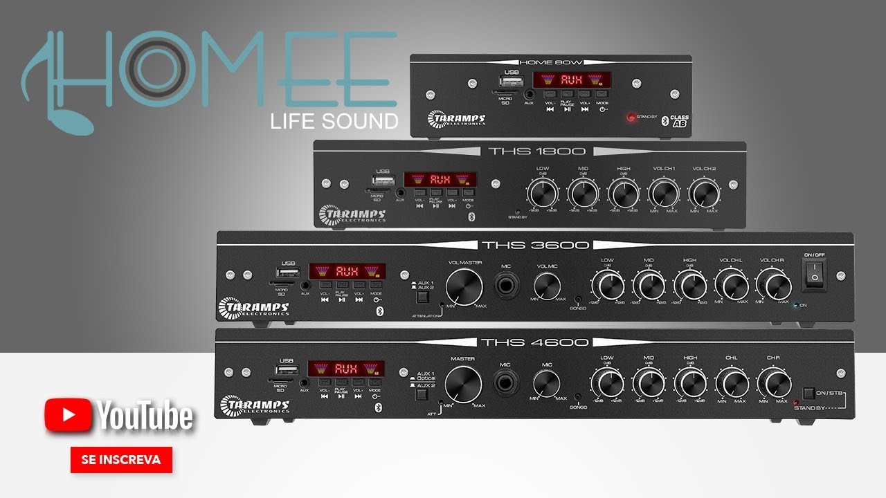 Linha de Receivers Taramps Homee Life Sound (English/Espanhol/CC)