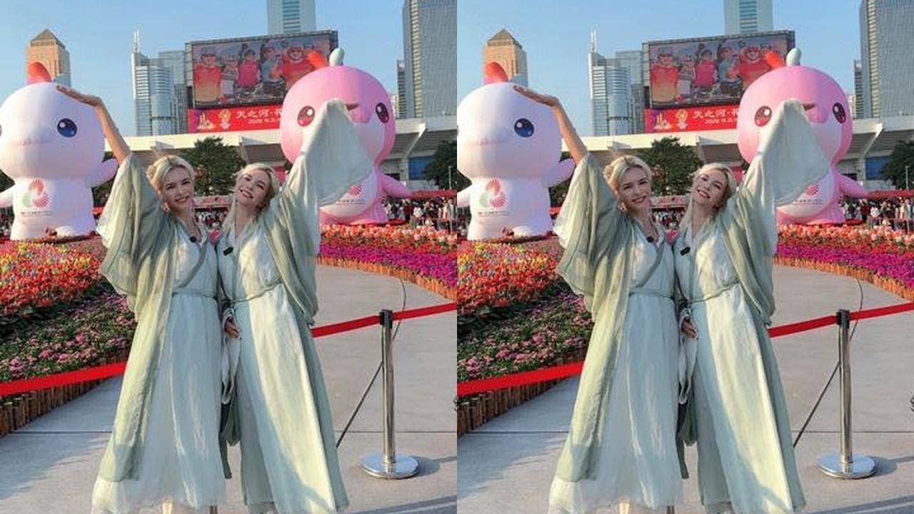 俄罗斯双胞胎第一次逛广州花市，感受浓浓年味#都来这里过大年#抖音新春吃喝玩乐节#新春来抓马#过个抖音新轻年