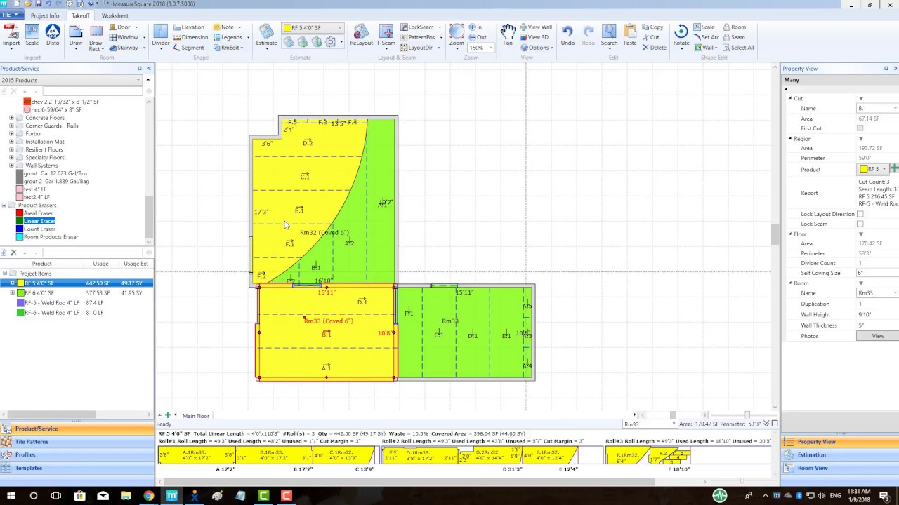 Sheet Vinyl Layout MeasureSquare 8 YouTube
