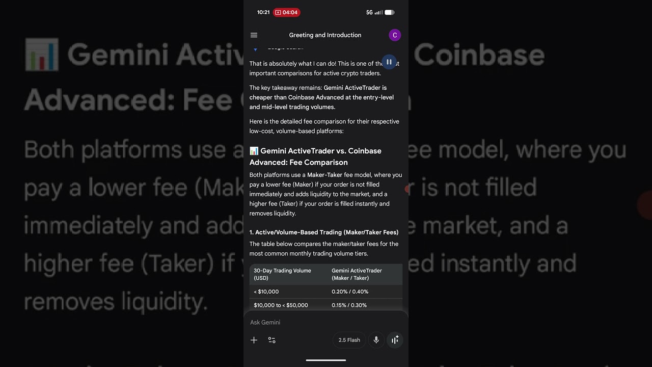 A.I compares Coinbase and Gemini trading fees 