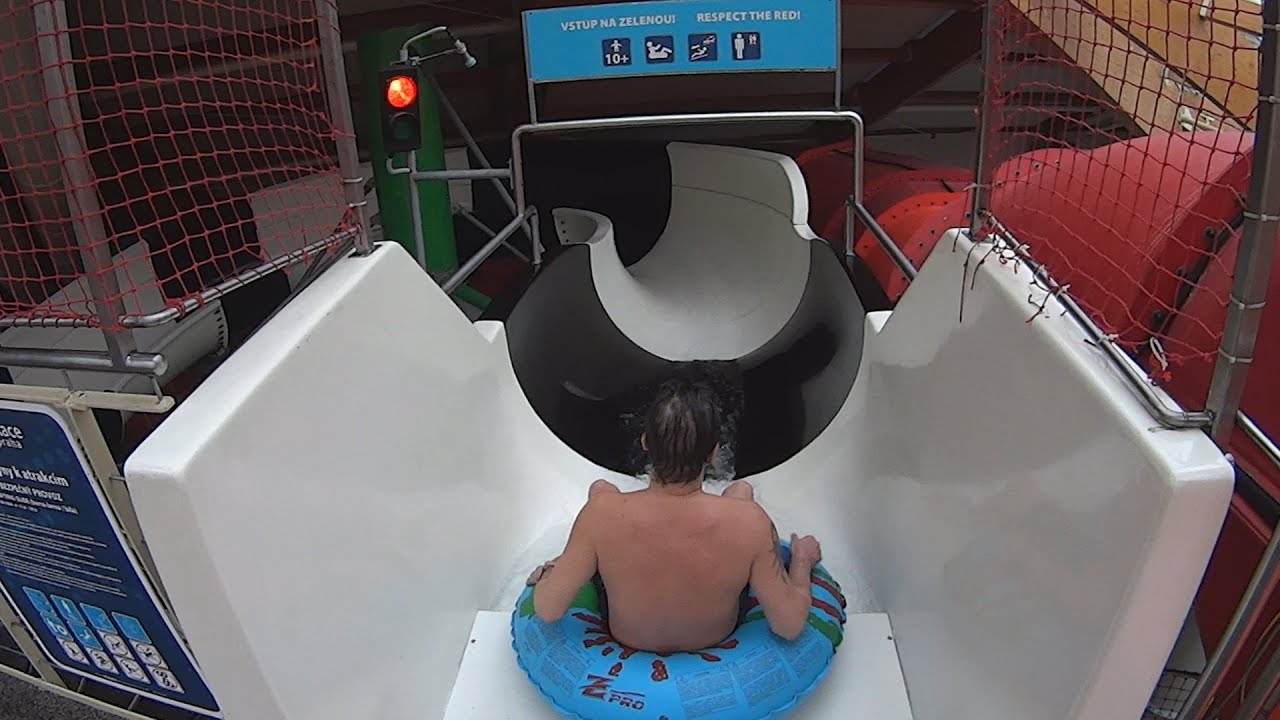 Scary Black and White Slide at Aquapalace