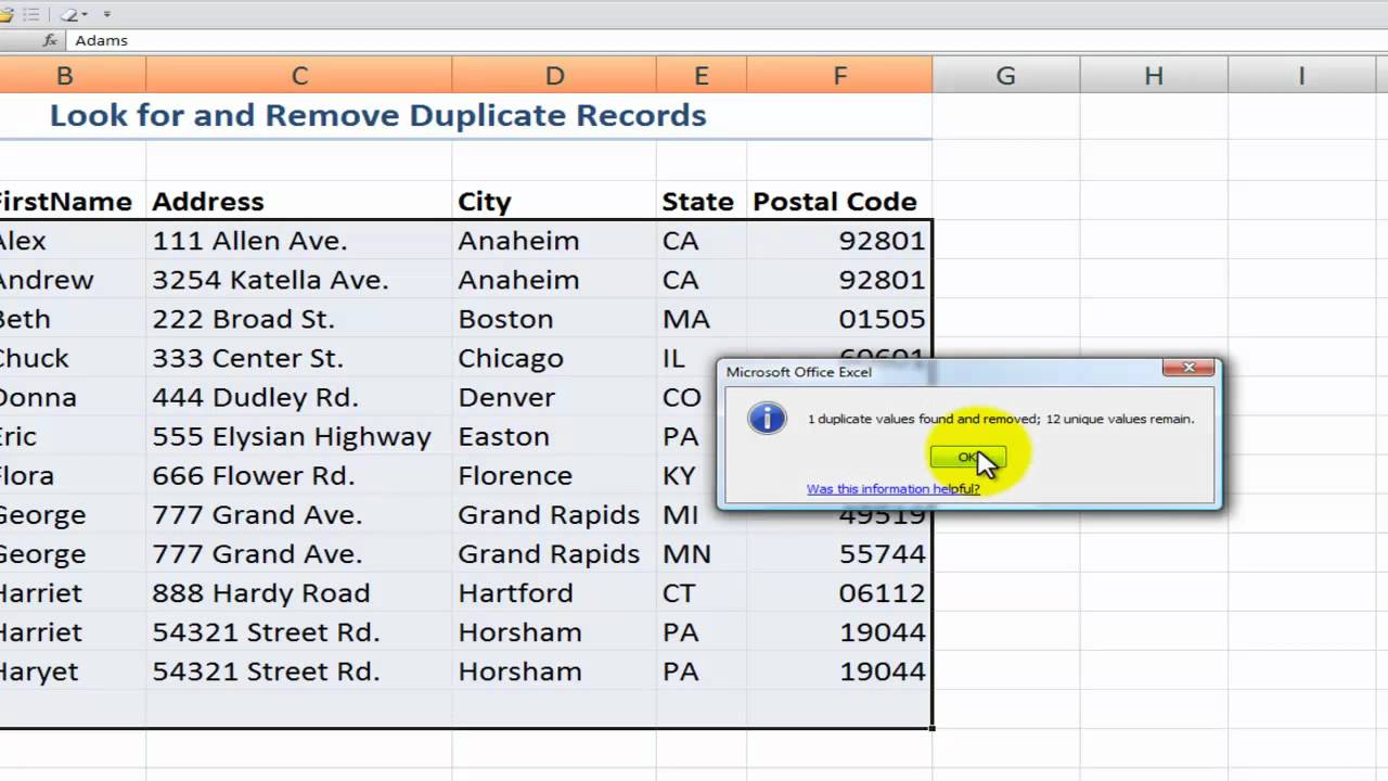 excel find duplicates in a row