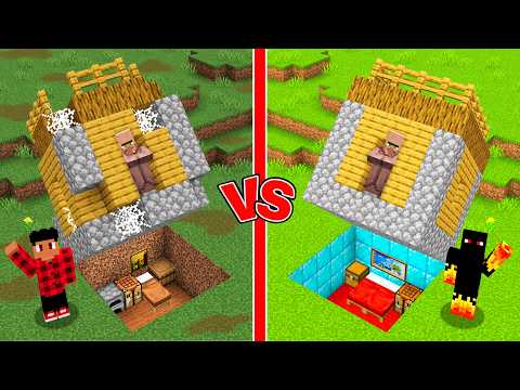 POOR vs RICH Hideout Under the Village Battle in Minecraft