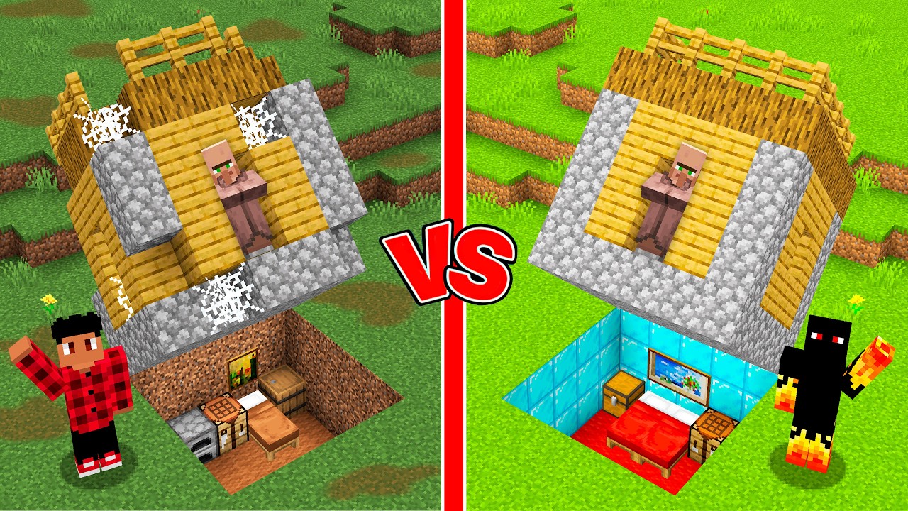 Esconderijo Em Baixo da Vila de Noob vs Pro