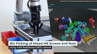 Bin Picking of Mixed M6 Screws and Nuts using Intel RealSense D405 camera