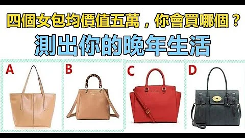 心理测试：四个女包均价值五万，你会买哪个？测出你的晚年生活 - 天天要闻