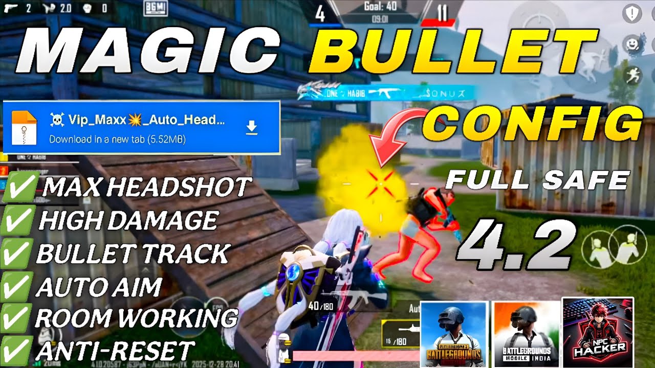 BGMI 4.2☀️MAGIC BULLET TRACKING AUTO HEADSHOT CONFIG FILE | HIGH DAMAGE AIMBOT CONFIG BGMI 4.2