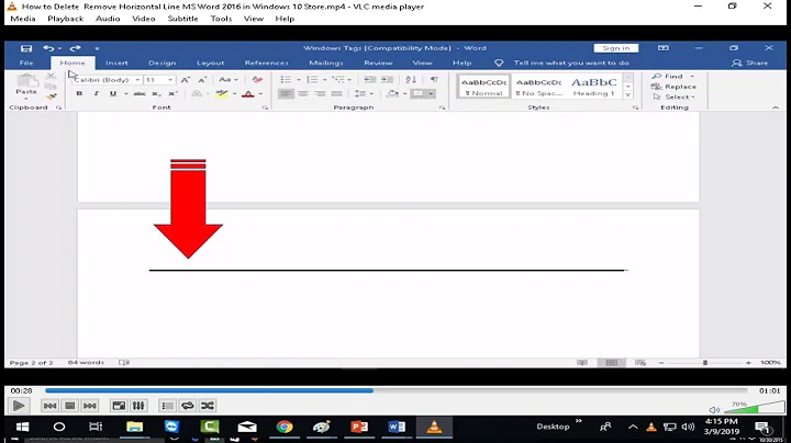 How to Delete  Remove Horizontal Line MS Word 2016 in Windows 10 Store