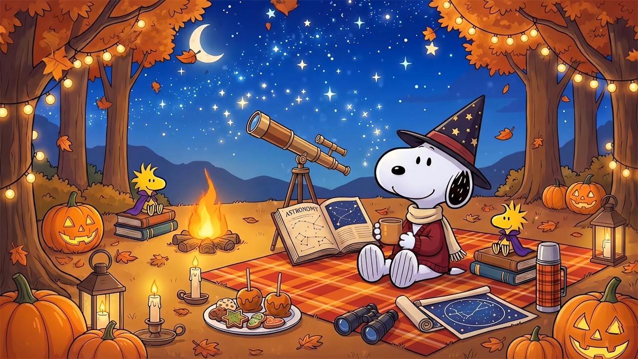 Snoopy's Starry Halloween Night 🌙 Relaxing Jazz for Autumn