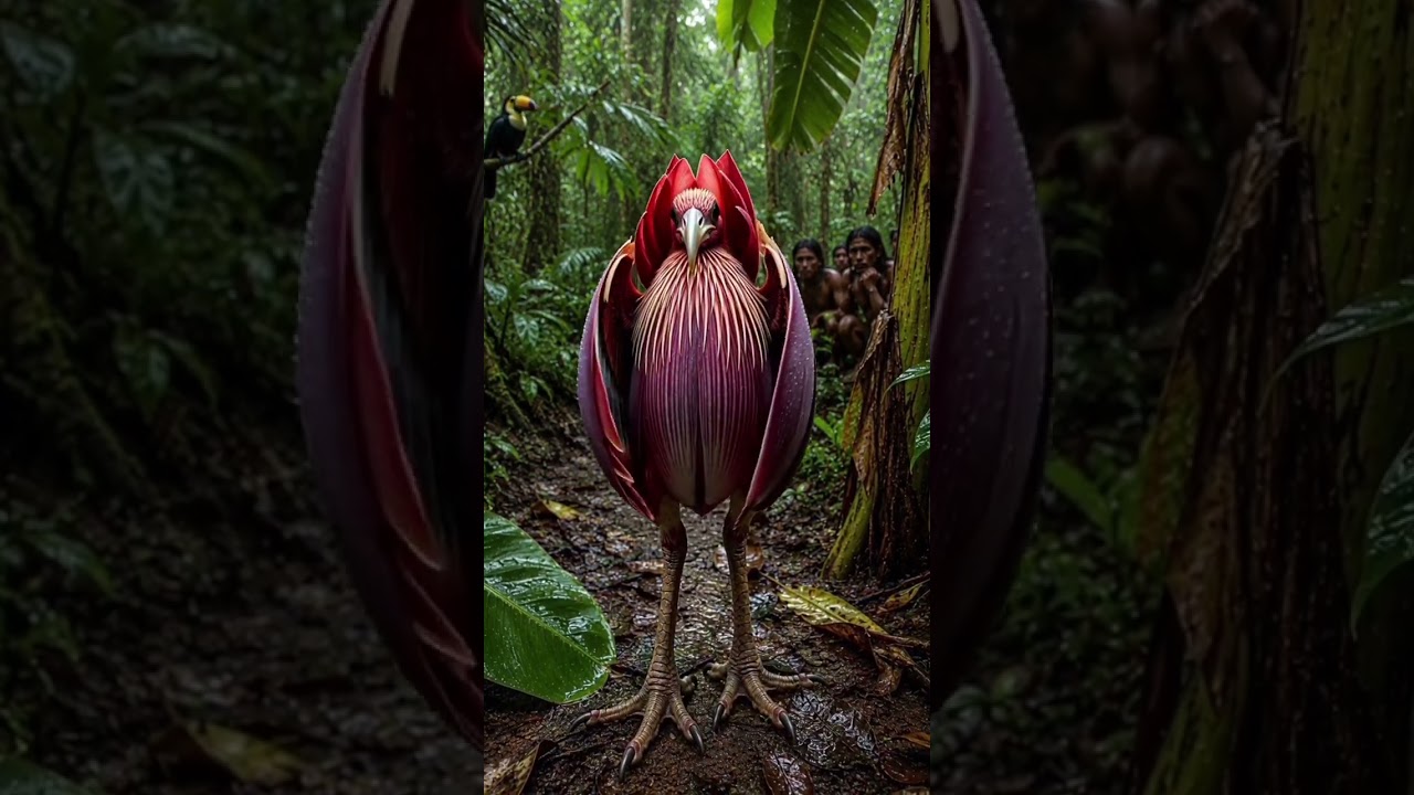 Hidden Banana Blossom Bird Revealed!DescriptionA mysterious banana blossom takes three nat