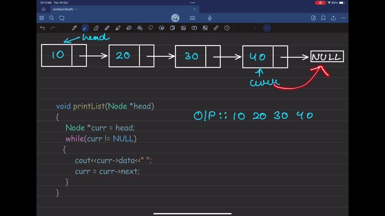 Traversing a singly linked list in C ++ - YouTube