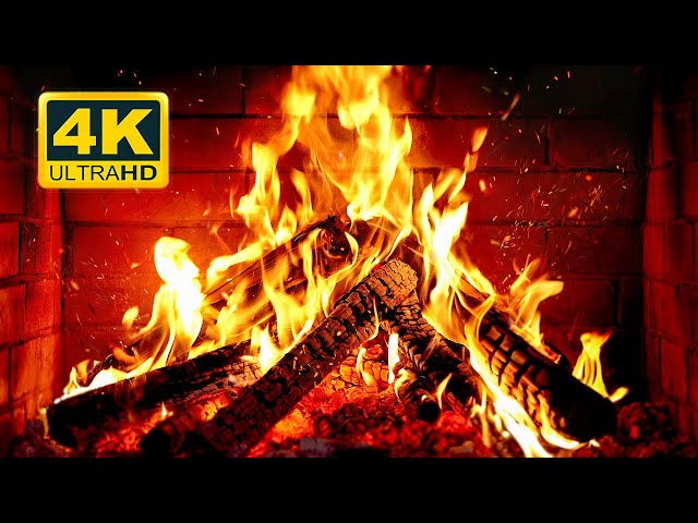 🔥 Cozy Fireplace 4K (12 HOURS). Fireplace with Crackling Fire Sounds. Crackling Fireplace 4K class=