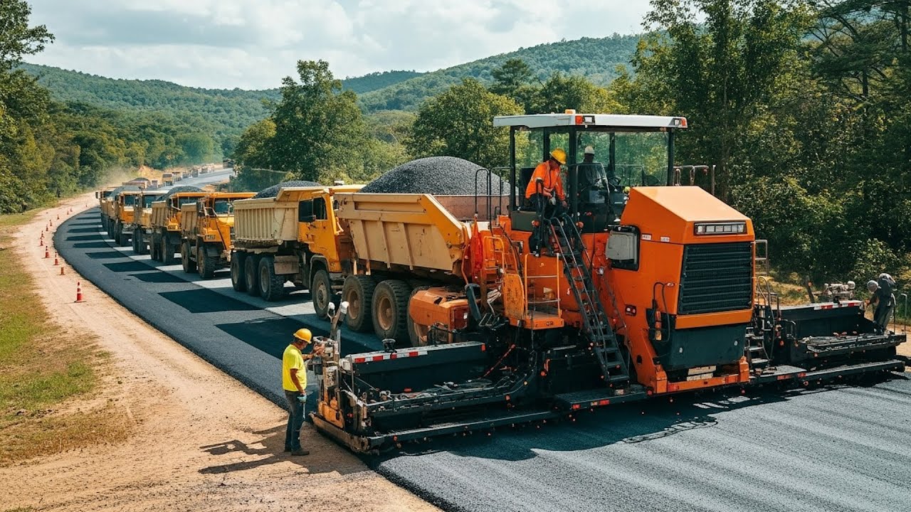 Advanced Stage Road Paving Machines in Step-by-Step | Modern Gravel Road Construction Process