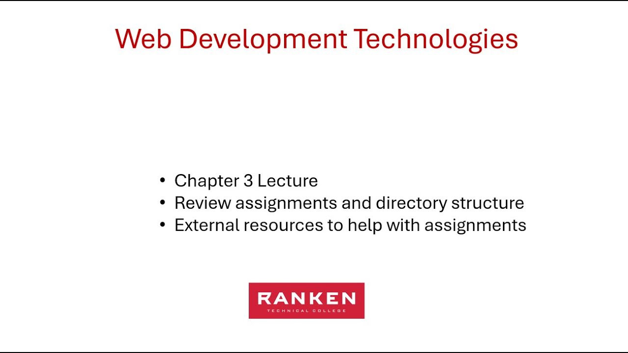 Chapter 3 Lecture, directory structure, and external resources - YouTube