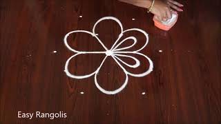 Easy Friday muggulu design with 5 dots ||  Apartment muggulu design