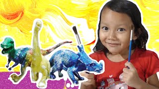 mewarnai dinosaur mainan anak | painting dinosaur toys