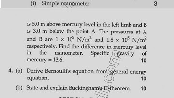 BTech Civil 3rd Sem Fluid Mechanics Question Paper