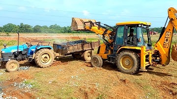 Mahindra 415 DI and Newholland 4010 Tractor Fully Loaded Gravel By Jcb 3dx Backhoe | Jcb and Tractor