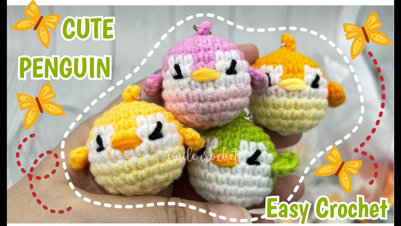 ถักไหมพรม พวงกุญแจตุ๊กตา เพนกวิน How to Crochet Penguin Doll Easy Crochet for Beginner.