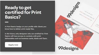 99designs answer for exam / certified for Print Basics /A Print Basics badge
