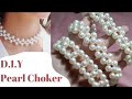 DIY Pearl Chocker, cara membuat kalung mutiara kekinian, diy kalung mote