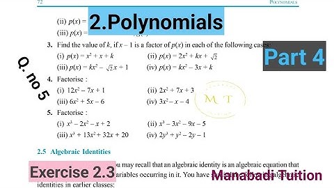 9th class maths|Chapter 2|👩‍🏫Polynomials |💁‍♂️Exercise 2.4 |Q no 5 |part 4|With notes|
