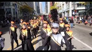 MCHS Marching Warriors at Columbus Day parade - drum cadence - Chocolate Moose