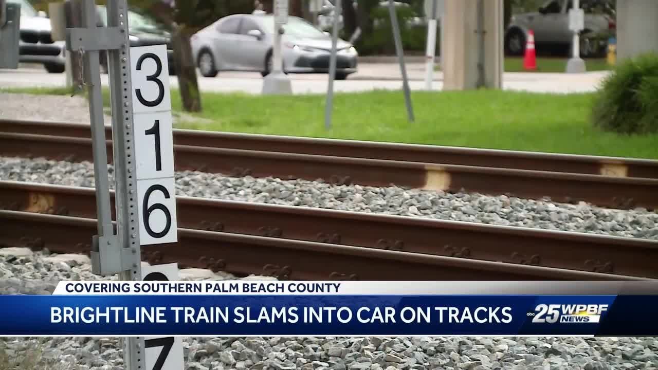 Driver survives crash with Brightline train in Delray Beach - YouTube