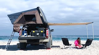 remote beach solo truck camping