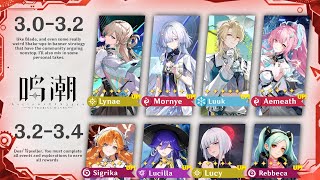 New Updated 3.0 To 3.4 Banner Roadmap Lynae, Mornye, Luuk, Sigrika - Wuthering Waves