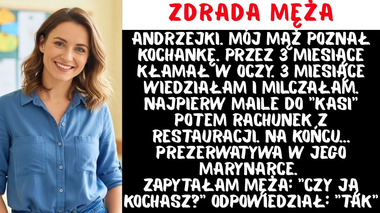 W jego kieszeni znalazłam rachunek z restauracji na 280 złotych. Andrzej powiedział mi wtedy, że pracował do dziesiątej. Ale tej nocy, gdy leżałam sama w łóżku, wiedziałam już, że kłamie. Trzy...