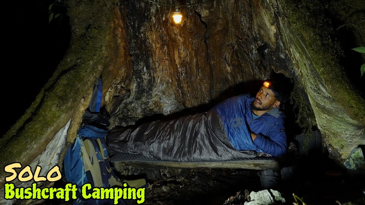 Solo Winter Bushcraft & Survival Camping - Building Shelter In Deep ...
