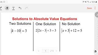 Number of Solutions to Absolute Value Equations