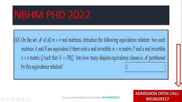 NBHM PHD 2022|| Linear Algebra | Equivalence Relation