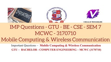 IMP Question - MCWC - 3170710 | Question Bank of Mobile Computing & Wireless Communication| BE SEM 7