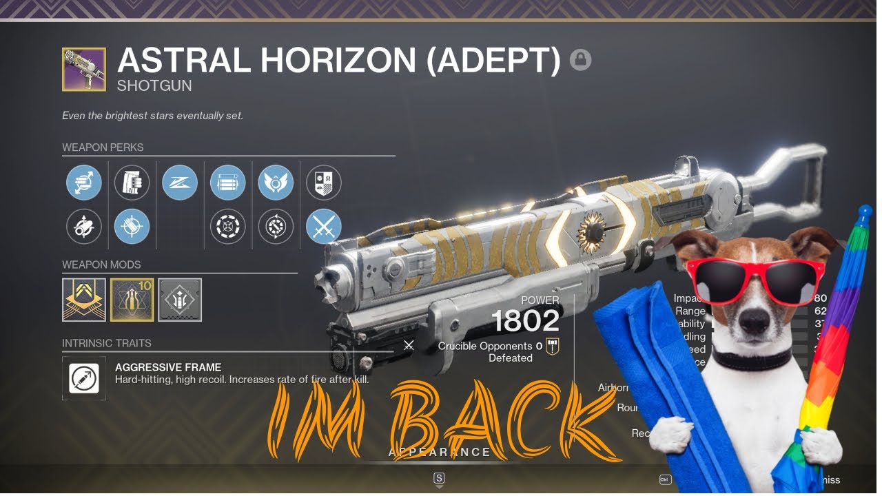 Astral Horizon Adept god roll is back and so am I./Destiny 2 - YouTube