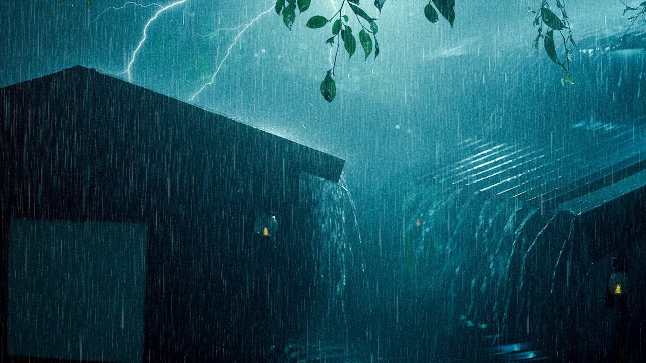 Всё, что нужно для глубокого сна 🌧️ Настоящий сильный дождь и гром по жестяной крыше