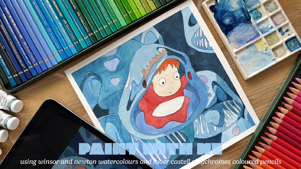 paint with me: a scene from studio ghibli's ponyo 🌀🎏🪼 - YouTube