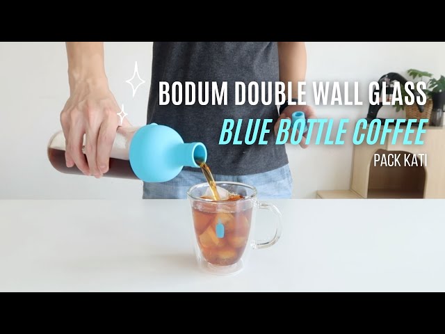 Blue Bottle Coffee x Bodum Double Walled Clear Glass Mug for Cold Hot 10oz