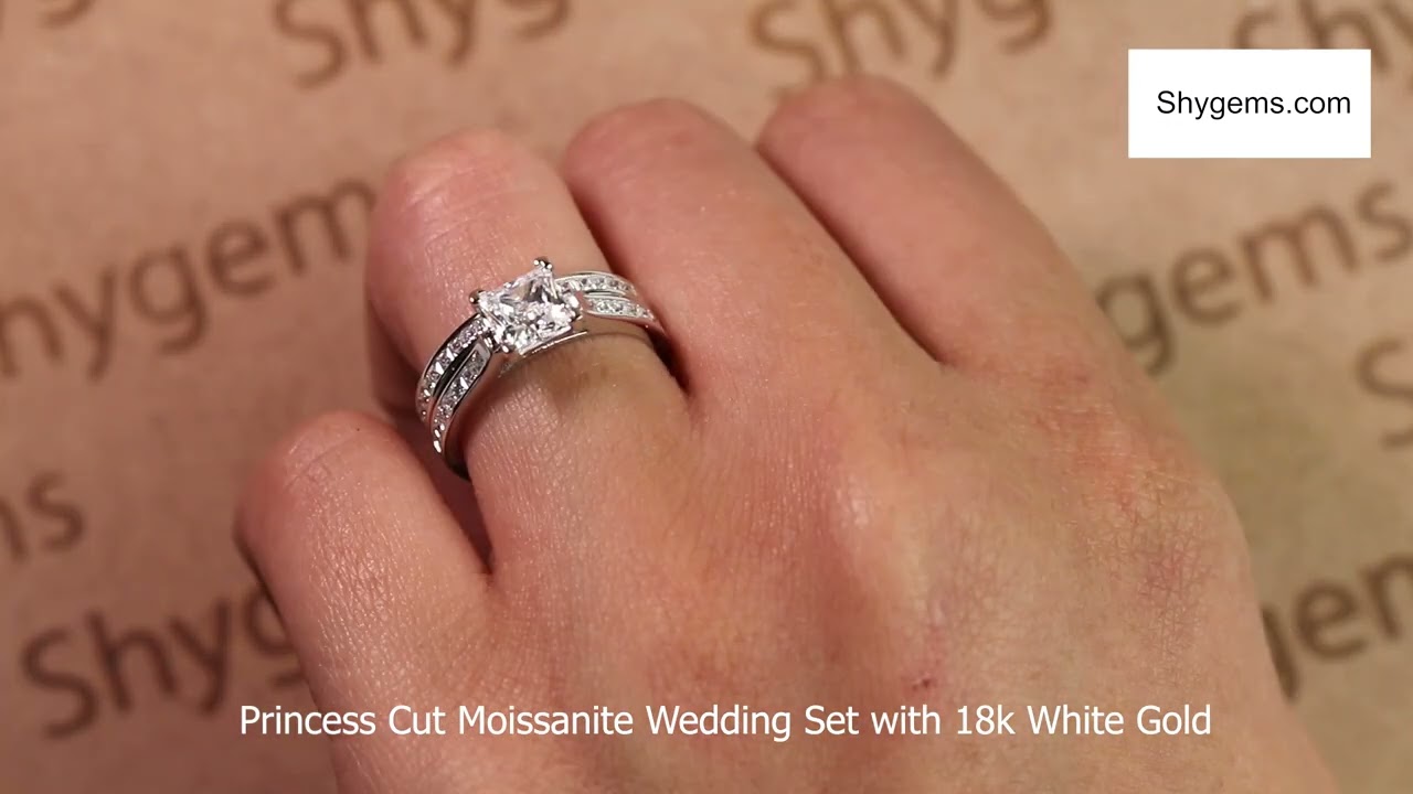 1.50 CARAT PRINCESS CUT MOISSANITE WEDDING SET - BRIDAL SET - CHANNEL SET RING - HANDMADE RING