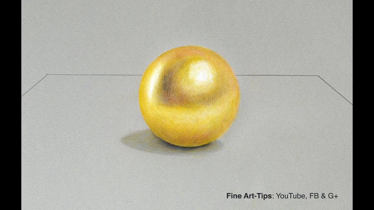 ⁣How to Draw a Gold Sphere With Color Pencils - Narrated