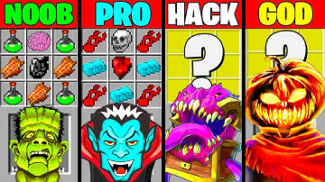 Minecraft Battle: HALLOWEEN MONSTER BOSS CRAFTING CHALLENGE - NOOB vs PRO vs HACKER vs GOD Animation