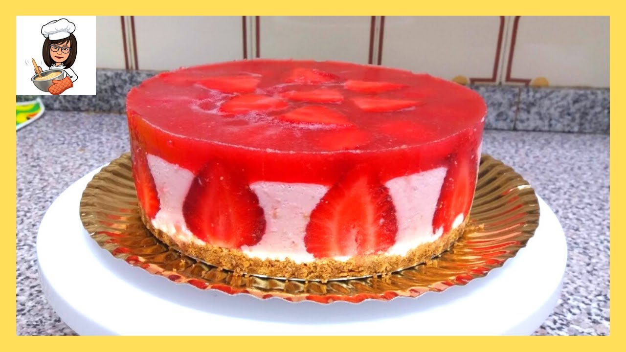 Tarta de FRESAS 🍓 sin Horno/ Fraisier / Cheesecake /receta en 🇺🇲🇮🇹🇧🇷🇫🇷🇲🇦