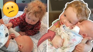 One Year Old Meets Baby Brother for the First Time | Evie & Kingsley | JAKS Journey [CC]