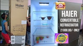 Haier 237 L Frost Free Double Door 3 Star Refrigerator  (Moon Silver, HEB-243GS-P) unboxing & review