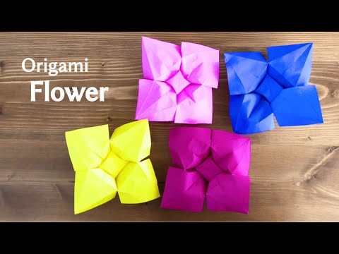 折り紙1枚でできる】花③ (立体)の折り方 Origami Flower - YouTube