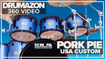 Pork Pie USA Custom 6 Piece Drum Kit Porcaro Blue, 360 Rotation Video from Drumazon